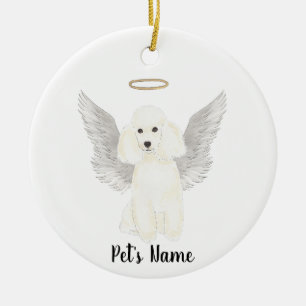 White Poodle Sympathy Memorial Keramisch Ornament
