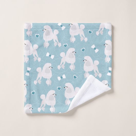 White Poodles and Bows Pattern Bad Handdoek (Wasdoekje)