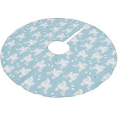 White Poodles and Bows Pattern Blue Kerstboom Rok (Gekanteld)