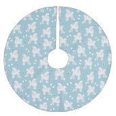White Poodles and Bows Pattern Blue Kerstboom Rok (Voorkant)