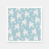 White Poodles and Bows Pattern Blue Servet (Voorkant)