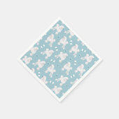 White Poodles and Bows Pattern Blue Servet (Hoek)