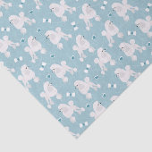 White Poodles and Bows Pattern Blue Tissuepapier (Detail)