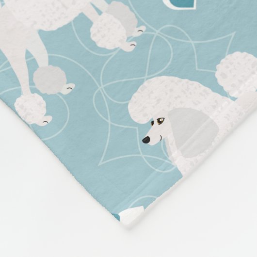 White Poodles and Bows Pattern Fleece Deken (Hoek)