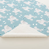 White Poodles and Bows Pattern Sherpa Deken (3/4)