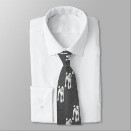 White Poodles on Gray Background Tie Stropdas