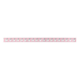 White Poodles Pattern Blush Pink Satin Ribbon Satijnen Lint