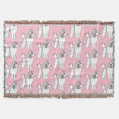 White Poodles Pattern Blush Pink Throw Blanket Deken (Voorkant)