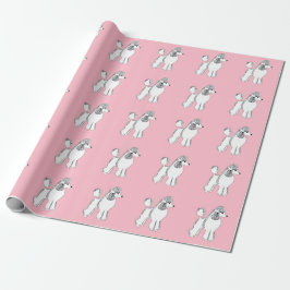 White Poodles Pattern Blush Pink Wrapping Paper Cadeaupapier