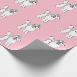 White Poodles Pattern Blush Pink Wrapping Paper Cadeaupapier