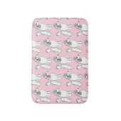 White Poodles Pattern Light Pink Bath Mat (Voorkant Verticaal)