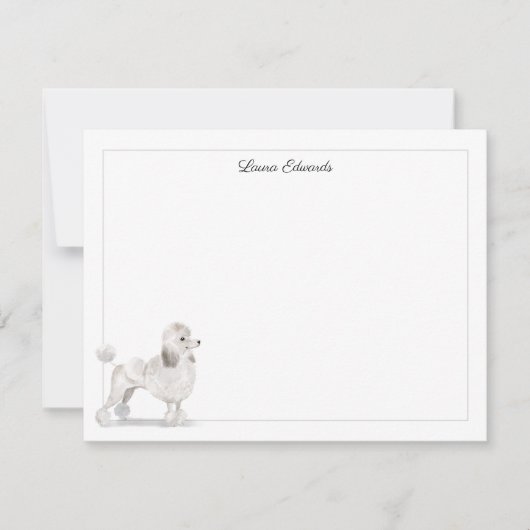 White poolgrijs rand - Aangepaste schrijfbenodigdh Notitiekaartje (Voorkant)