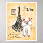 White poolse Paris Eiffel Tower Print (Voorkant)