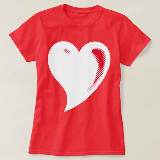 White Pop Art Heart T-shirt (Design voorkant)