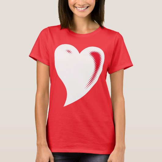 White Pop Art Heart T-shirt (Voorkant)