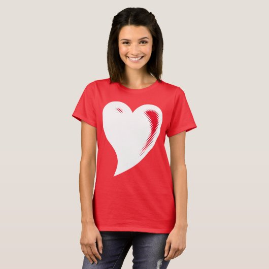 White Pop Art Heart T-shirt (Voorkant volledig)