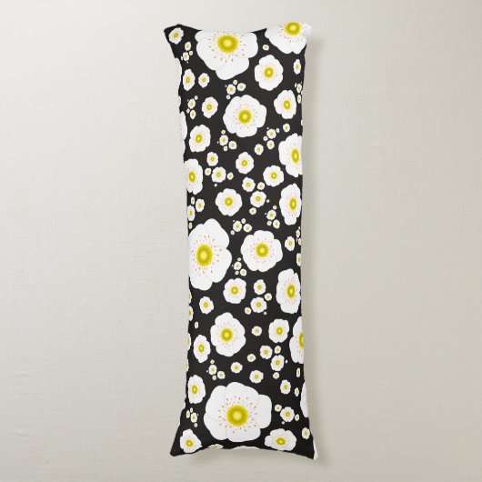 White Poppies Body Pillow Lichaamskussen (Voorkant Verticaal)