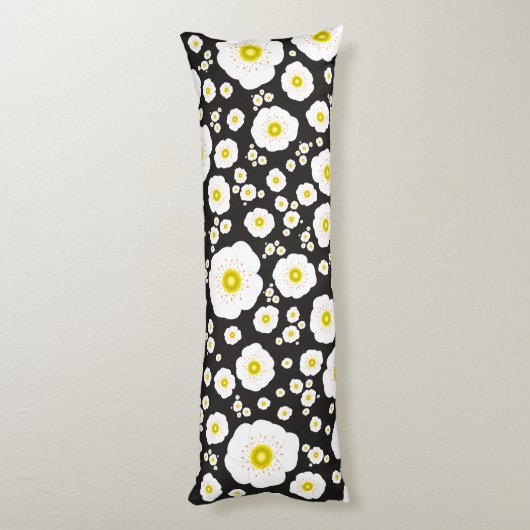 White Poppies Body Pillow Lichaamskussen (Achterkant (Verticaal))