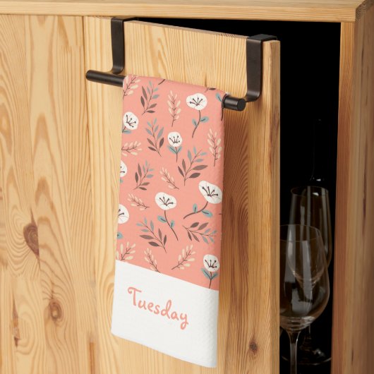 White Poppies Custom Weekday Towel Theedoek (Derde Gevouwen)