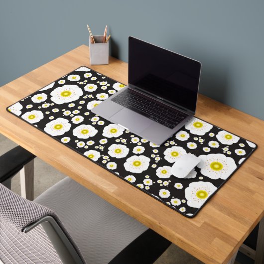 White Poppies Desk Mat (Kantoor 2)