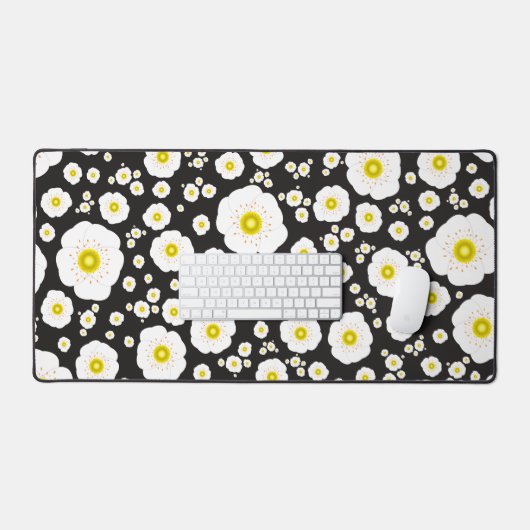 White Poppies Desk Mat (Keyboard & Muis)