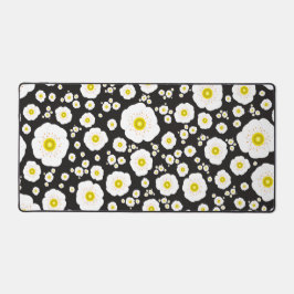 White Poppies Desk Mat