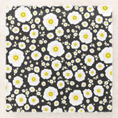 White Poppies Glass Onderzetter Glazen Onderzetter (Voorkant)