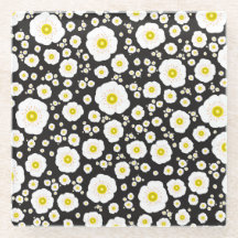 White Poppies Glass Onderzetter