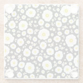 White Poppies Glass Onderzetter Glazen Onderzetter (Achterkant)