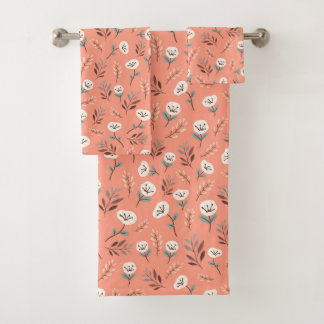 White Poppies on Rich Red Canvas Bad Handdoek