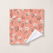 White Poppies on Rich Red Canvas Bad Handdoek (Wasdoekje)