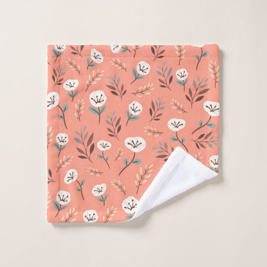 White Poppies on Rich Red Canvas Bad Handdoek (Wasdoekje)