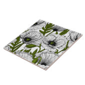 White poppies on white tegeltje (Zijkant)