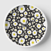 White Poppies Wood Framed Clock (Voorkant)