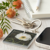 White Poppy Blossom Sleutelhanger (Voorkant Rechts)