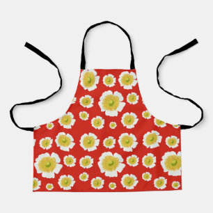 White Poppy design op Apron Schort