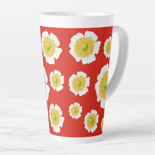 White Poppy-ontwerp op latte mok