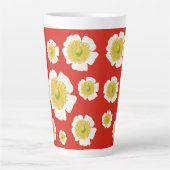 White Poppy-ontwerp op latte mok (Voorkant)