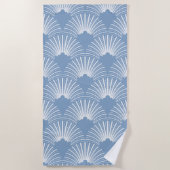 White & Powder Blue Art-Deco Pattern Strandlaken (Voorkant)