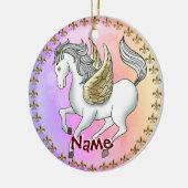 White Prancing Pegasus Unicorn Keramisch Ornament (Links)
