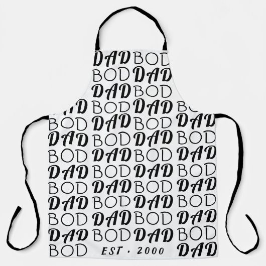 White Premium "DAD BOD" Y vaderdag Funky Fun Schort (Voorkant)