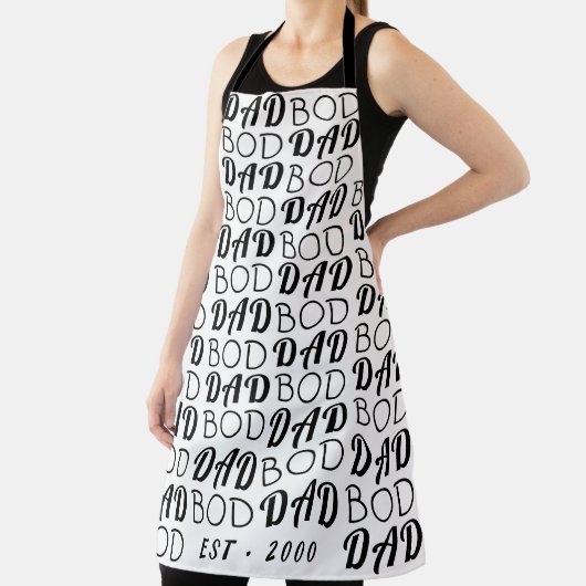 White Premium "DAD BOD" Y vaderdag Funky Fun Schort (Insitu)