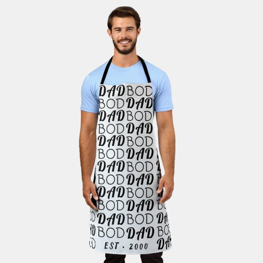 White Premium "DAD BOD" Y vaderdag Funky Fun Schort (Gedragen)