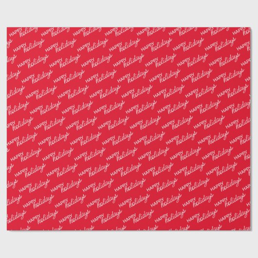 White Prettige feestdagen Wordart Pattern on Red Cadeaupapier (Vlak)