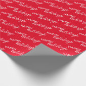 White Prettige feestdagen Wordart Pattern on Red Cadeaupapier (Hoek)