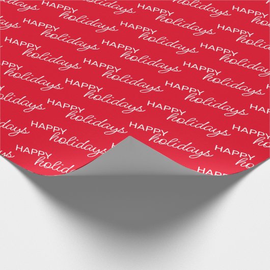 White Prettige feestdagen Wordart Pattern on Red Cadeaupapier (Hoek)