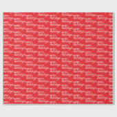 White Prettige feestdagen Wordart Pattern on Red Cadeaupapier (Vlak)