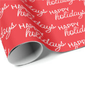 White Prettige feestdagen Wordart Pattern on Red Cadeaupapier (Rol Hoek)