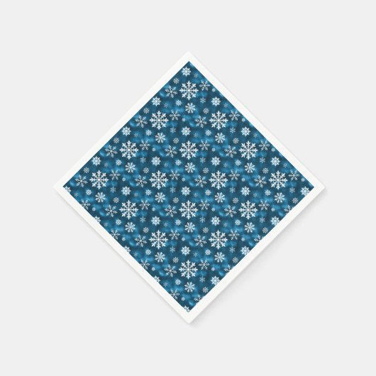 White Pretty Snowflakes On Winter Blue Background Servet (Hoek)
