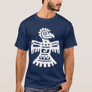 White Primitive Aztec Bird Symbol Southwestern T-shirt